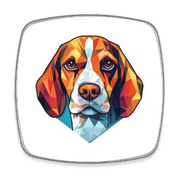 Beagle Hund Buntes Aquarell Tier Illustration - Viereckiger Kühlschrankmagnet - Weiß - Vorne