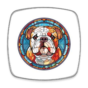 Bulldogge Buntes Aquarell Tier Illustration - Viereckiger Kühlschrankmagnet - Weiß - Vorne