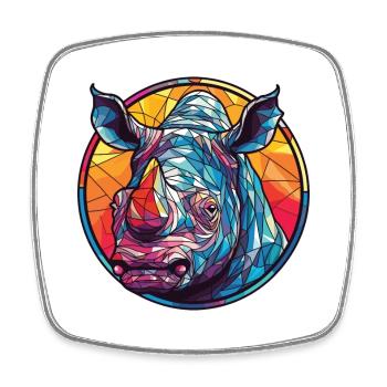 Nashorn buntes Aquarell Tier Haustier Illustration - Viereckiger Kühlschrankmagnet - Weiß - Vorne