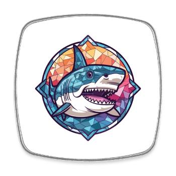 Shark Colorful Watercolor Animal Pet Illustration - Square fridge magnet - white - Front