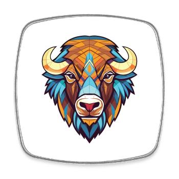 Bison Colorful Watercolor Animal Pet Illustration - Square fridge magnet - white - Front