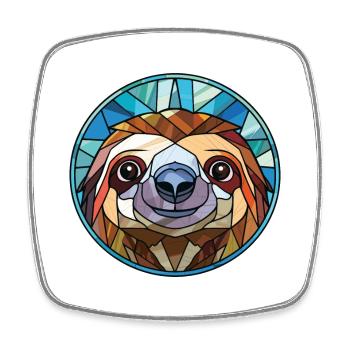 Burgarly Faultier Buntes Aquarell Tier Cartoon - Viereckiger Kühlschrankmagnet - Weiß - Vorne