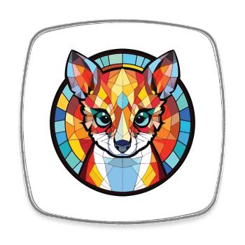 Cat Lemur Colorful Watercolor Animal Illustration - Square fridge magnet - white - Front