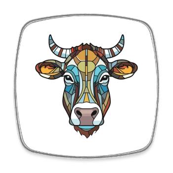Cow Colorful Watercolor Animal Pet Illustration - Square fridge magnet - white - Front