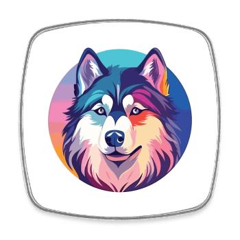 Husky buntes Aquarell Tier Haustier Illustration - Viereckiger Kühlschrankmagnet - Weiß - Vorne