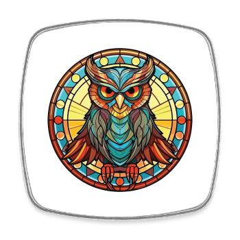 Owl Colorful Watercolor Animal Pet Illustration - Square fridge magnet - white - Front