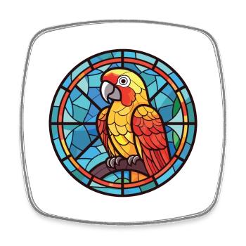 Papagei buntes Aquarell Tier Haustier Illustration - Viereckiger Kühlschrankmagnet - Weiß - Vorne