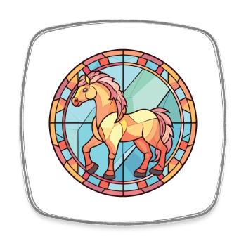 Poney Bébé Cheval Aquarelle Colorée Animal Cartoon - Magnet carré - blanc - Devant