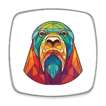 Walrus Colorful Watercolor Animal Pet Illustration - Square fridge magnet - white - Front