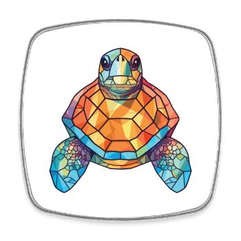Turtle Colorful Watercolor Animal Pet Illustration - Square fridge magnet - white - Front