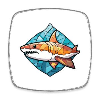 Shark Colorful Watercolor Animal Pet Illustration - Square fridge magnet - white - Front