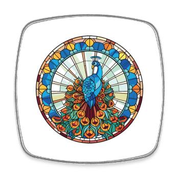 Pfau Buntes Aquarell Tier Illustration - Viereckiger Kühlschrankmagnet - Weiß - Vorne