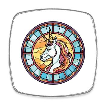 Unicorn Colorful Watercolor Animal Illustration - Square fridge magnet - white - Front