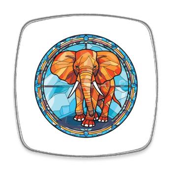Illustration animale aquarelle colorée d’éléphant - Magnet carré - blanc - Devant