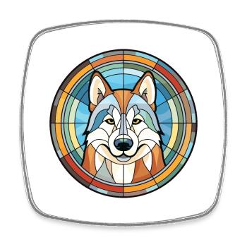 Husky Dog Aquarelle Colorée Animal Illustration - Magnet carré - blanc - Devant