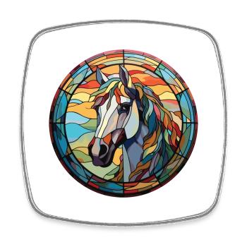 Pferd buntes Aquarell Tier Haustier Illustration - Viereckiger Kühlschrankmagnet - Weiß - Vorne