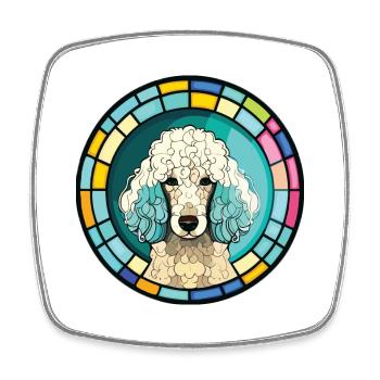 Pudel Hund Buntes Aquarell Tier Illustration - Viereckiger Kühlschrankmagnet - Weiß - Vorne