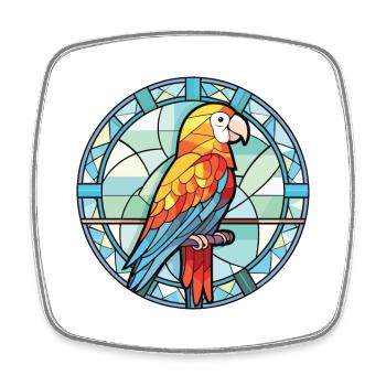 Papagei buntes Aquarell Tier Haustier Illustration - Viereckiger Kühlschrankmagnet - Weiß - Vorne