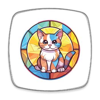 Chaton bébé chat coloré aquarelle Animal Cartoon - Magnet carré - blanc - Devant