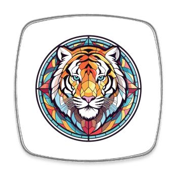 Tiger Buntes Aquarell Tier Haustier Illustration - Viereckiger Kühlschrankmagnet - Weiß - Vorne