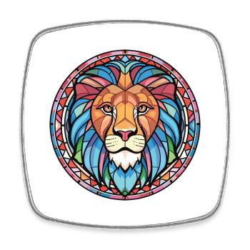 Lion Colorful Watercolor Animal Pet Illustration - Square fridge magnet - white - Front