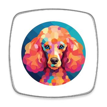 Pudel Hund Buntes Aquarell Tier Illustration - Viereckiger Kühlschrankmagnet - Weiß - Vorne