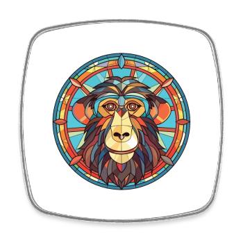 Pavian buntes Aquarell Tier Haustier Illustration - Viereckiger Kühlschrankmagnet - Weiß - Vorne