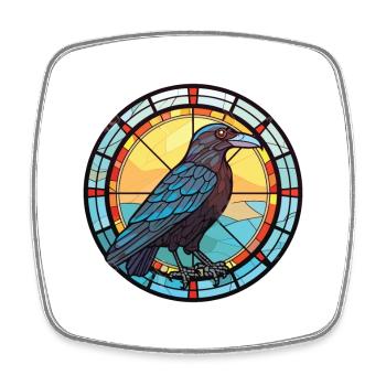 Crow Colorful Watercolor Animal Pet Illustration - Square fridge magnet - white - Front