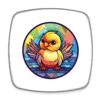 Chick Colorful Watercolor Animal Pet Illustration - Square fridge magnet - white - Front