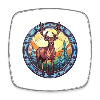 Deer Colorful Watercolor Animal Pet Illustration - Square fridge magnet - white - Front