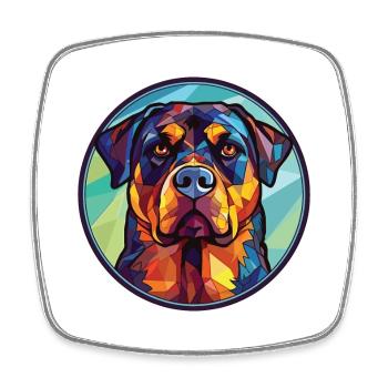 Rottweiler Chien Aquarelle Colorée Animal Cartoon - Magnet carré - blanc - Devant