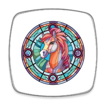 Poney aquarelle colorée Animal animal de compagnie Illustration - Magnet carré - blanc - Devant