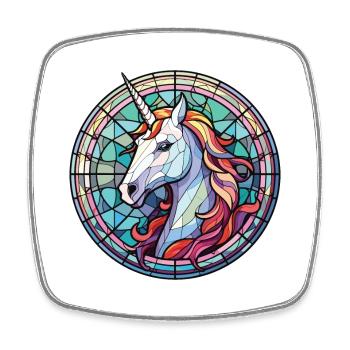Unicorn Colorful Watercolor Animal Illustration - Square fridge magnet - white - Front