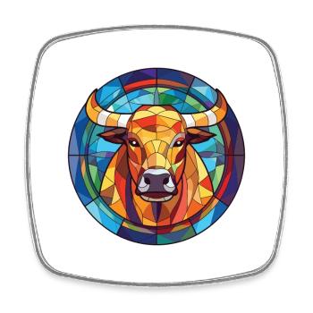 Bull Colorful Watercolor Animal Pet Illustration - Square fridge magnet - white - Front