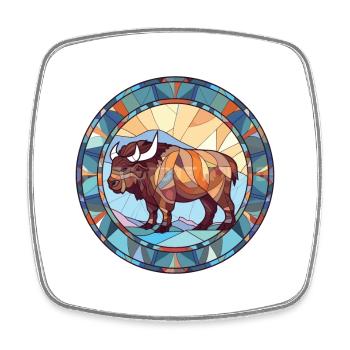 Bison Colorful Watercolor Animal Pet Illustration - Square fridge magnet - white - Front