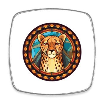 Cheetah Colorful Watercolor Animal Illustration - Square fridge magnet - white - Front