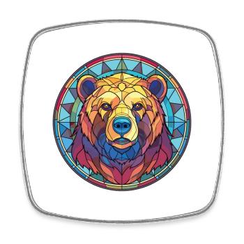 Bear Colorful Watercolor Animal Pet Illustration - Square fridge magnet - white - Front