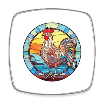 Chicken Colorful Watercolor Animal Illustration - Square fridge magnet - white - Front