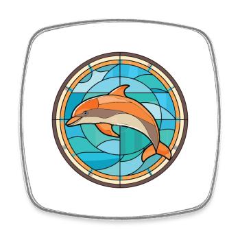 Dolphin Colorful Watercolor Animal Illustration - Square fridge magnet - white - Front