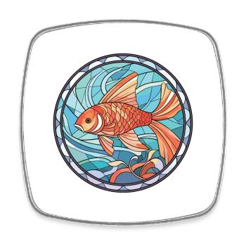 Fish Colorful Watercolor Animal Pet Illustration - Square fridge magnet - white - Front