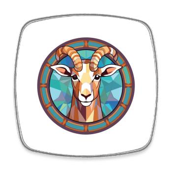 Goat Colorful Watercolor Animal Pet Illustration - Square fridge magnet - white - Front