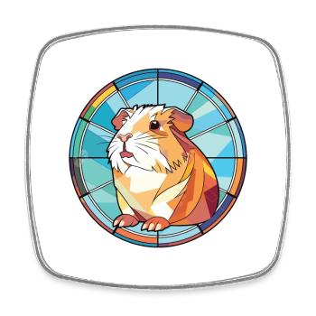 Guinea Pig Colorful Watercolor Animal Illustration - Square fridge magnet - white - Front