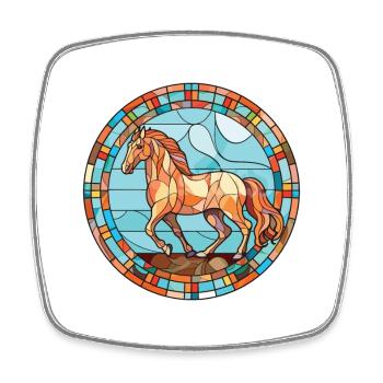 Pferd bunte Aquarell-Tier-Haustier-Illustration - Viereckiger Kühlschrankmagnet - Weiß - Vorne