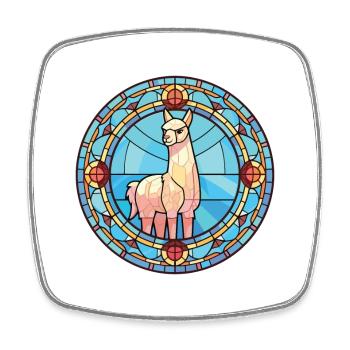 Alpaca Colorful Watercolor Animal Pet Illustration - Square fridge magnet - white - Front