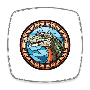 Alligator buntes Aquarell Tier Illustration - Viereckiger Kühlschrankmagnet - Weiß - Vorne