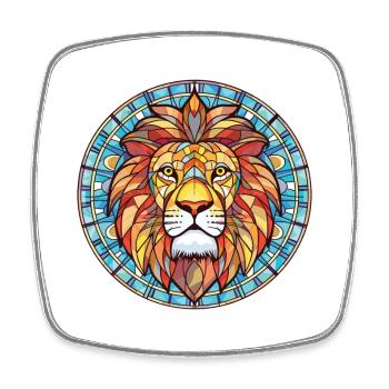 Lion Colorful Watercolor Animal Pet Illustration - Square fridge magnet - white - Front