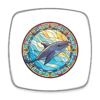 Blue Whale Colorful Watercolor Animal Illustration - Square fridge magnet - white - Front