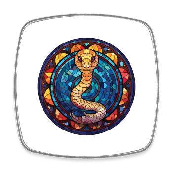 Cobra Coloré Aquarelle Animal Animal Illustration - Magnet carré - blanc - Devant