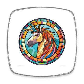 Unicorn Colorful Watercolor Animal Illustration - Square fridge magnet - white - Front