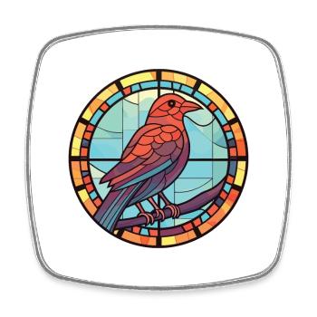 Crow Colorful Watercolor Animal Pet Illustration - Square fridge magnet - white - Front